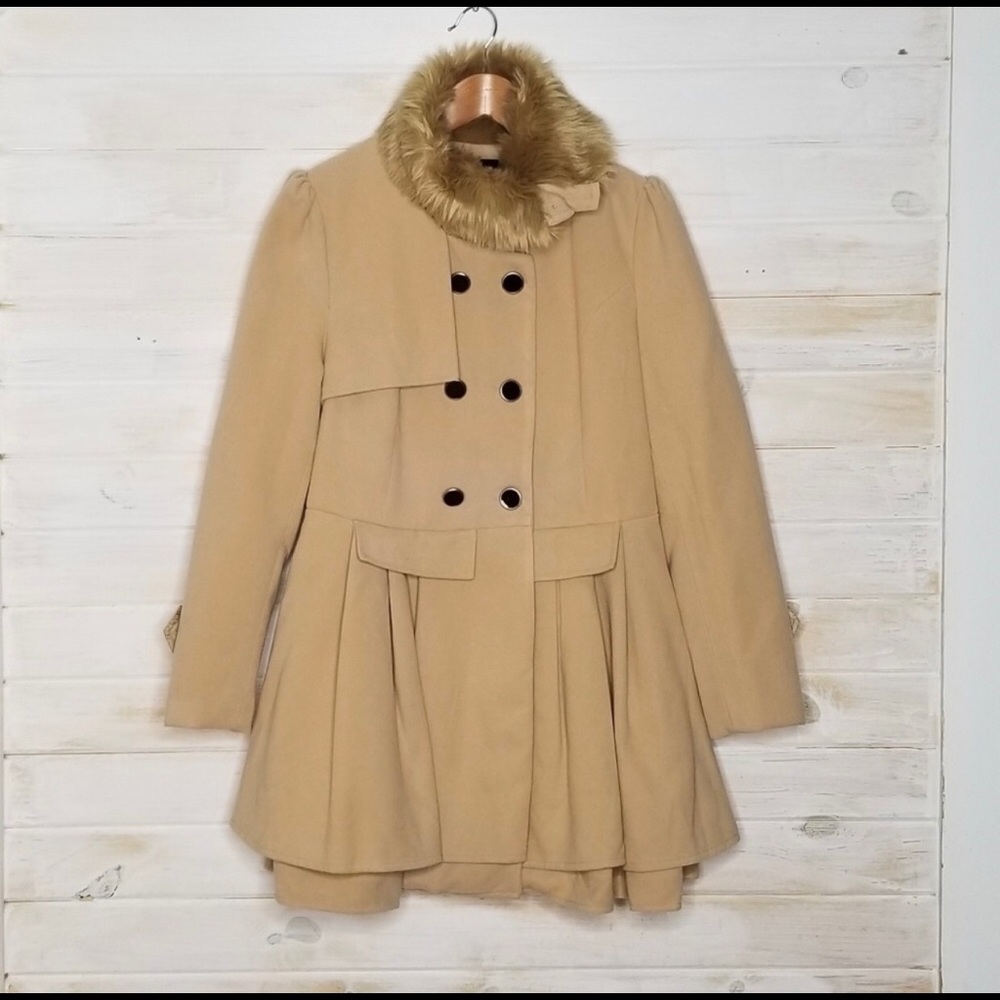 fashion Nova peacoat jacket Tan